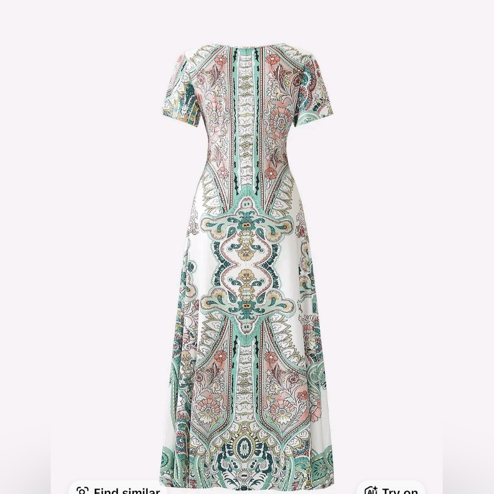 Elegant Paisley Print Maxi Dress - Picture 2 of 6